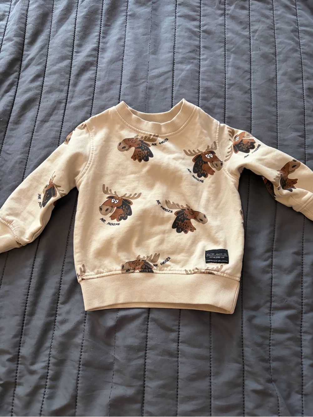 Silver Jeans Cream Moose Print Pullover Sweatshirt for Kids